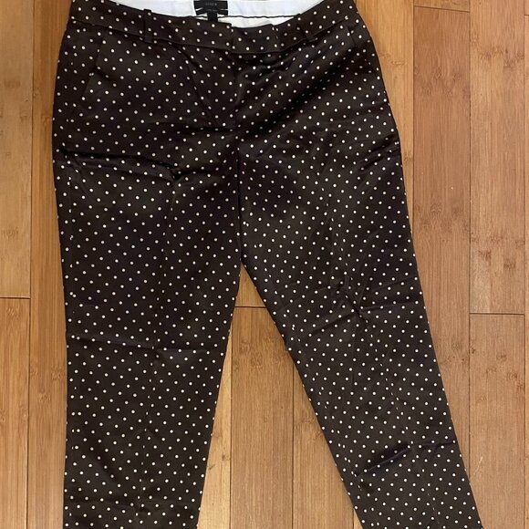 J.Crew Silk Cafe Capri, brown, size 8, polka dot - Picture 4 of 4